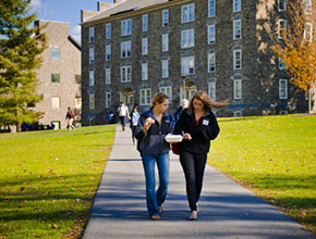 Students walking on campus. Links to Gifts of Appreciated Securities